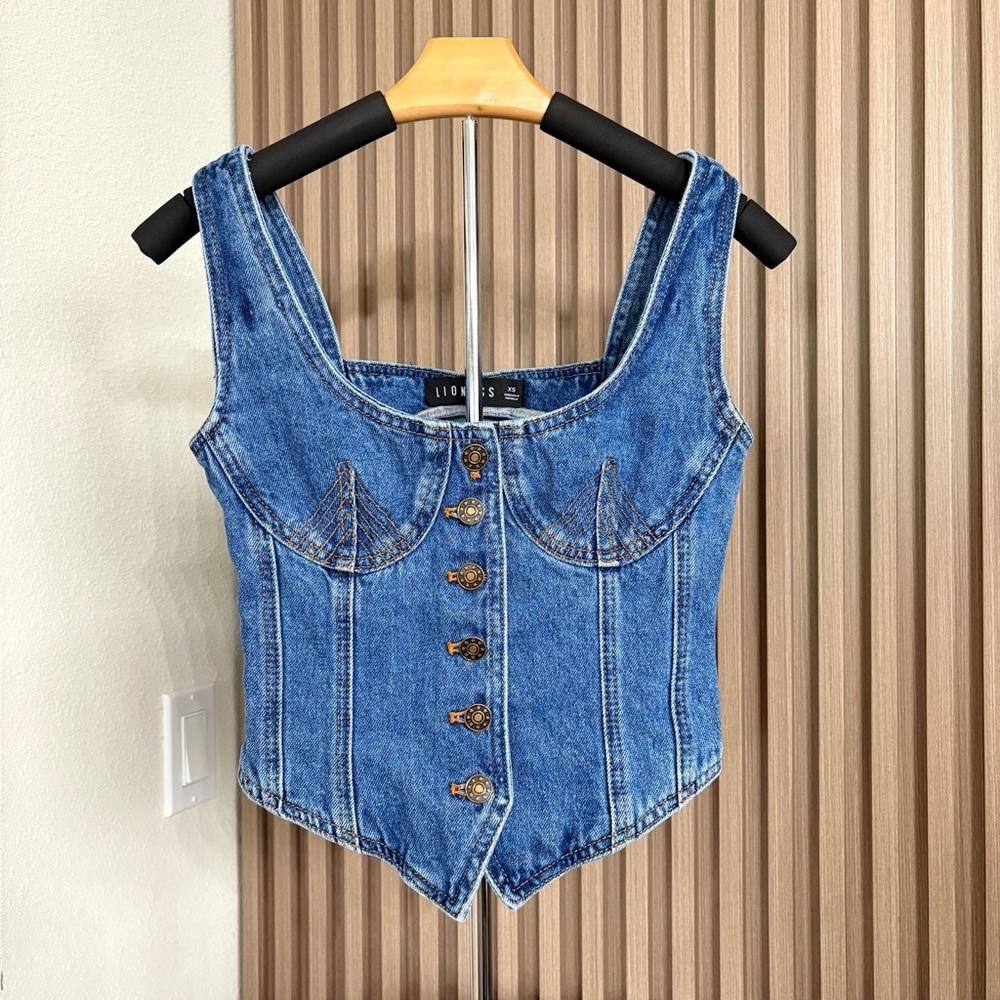 Lioness Denim Corset Top - XS